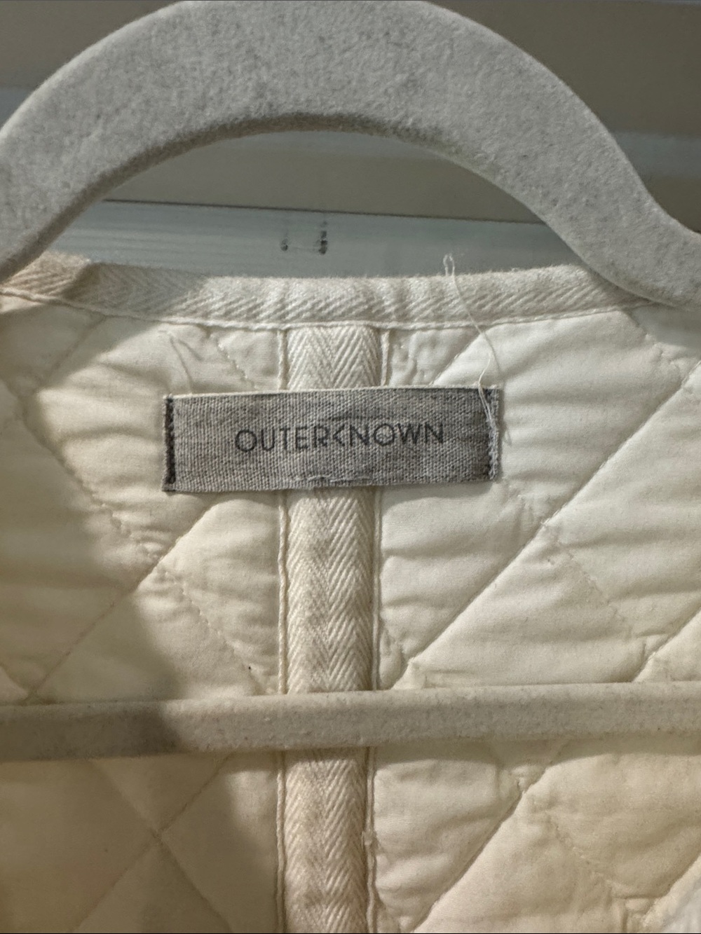 Outerknown Cream Quilted Collarless Puffer Jacket - Picture 2 of 5